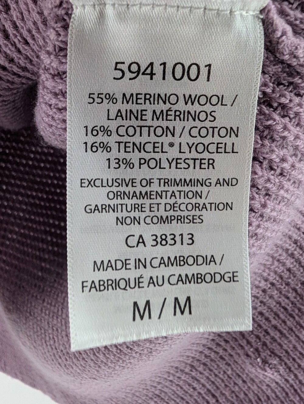 Women's Kersh Woolrich Blend Lavender Knit Crewneck Sweater - Picture 5 of 7